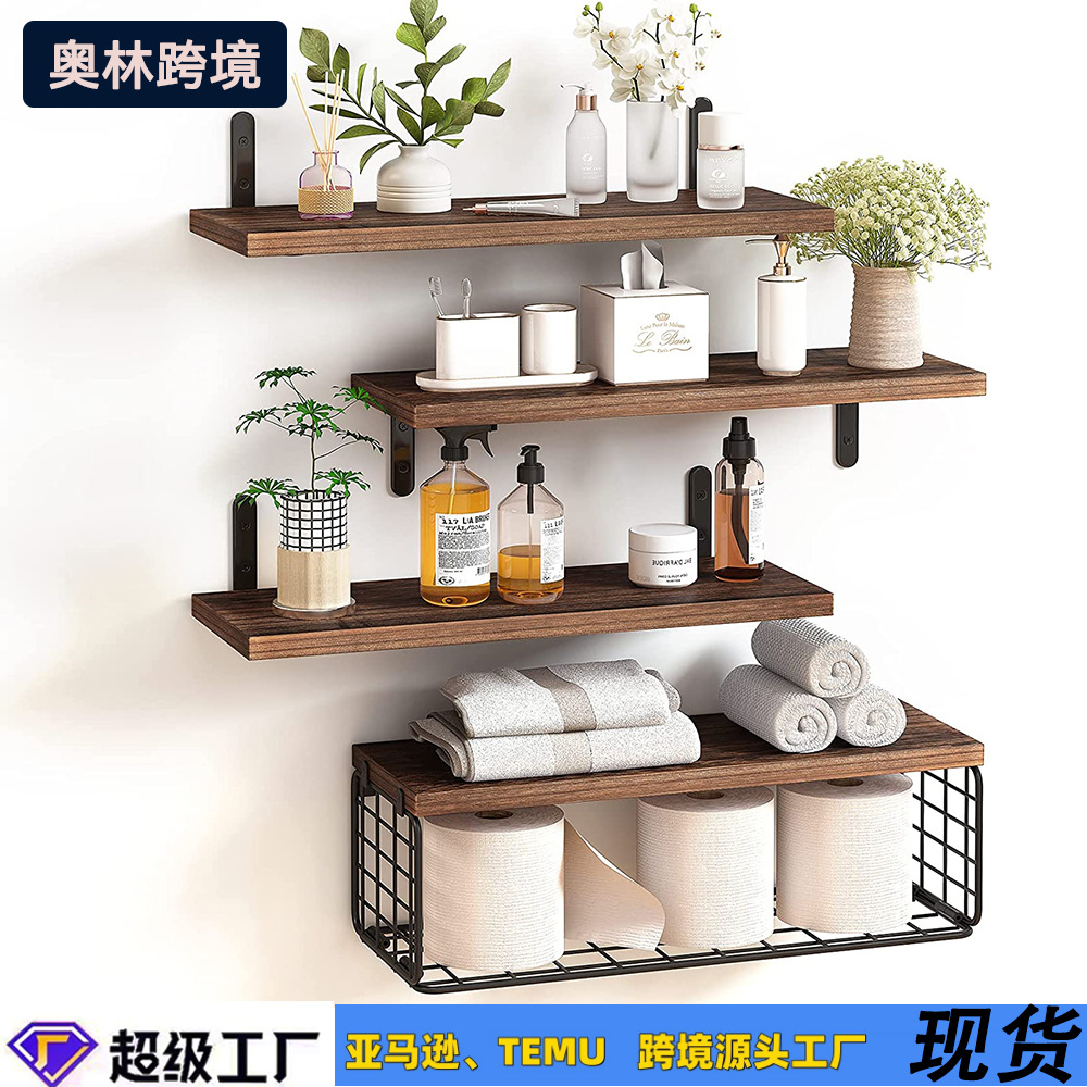 El mismo estante flotante de Amazon montado en la pared multi-capa de almacenamiento de baño rack de almacenamiento de hierro