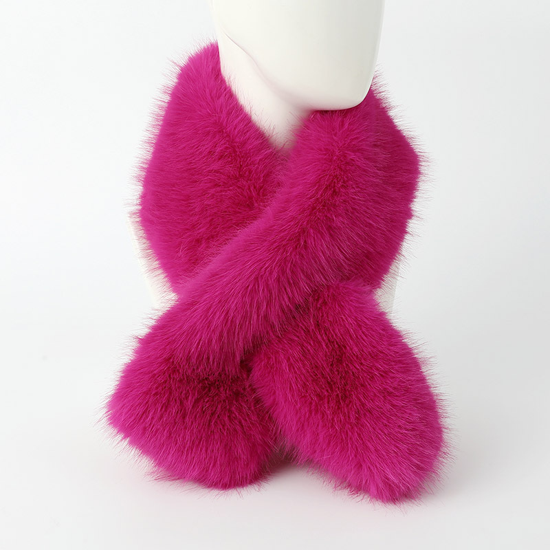 Solid color imitation mink fur cross cute scarf, Korean version versatile, winter thickened warmth, internet celebrity_voghion.com