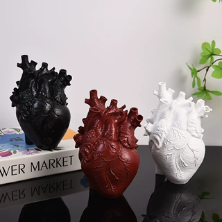 北欧心脏造型树脂工艺品摆件多功能家居桌面心形艺术花插心脏装饰
