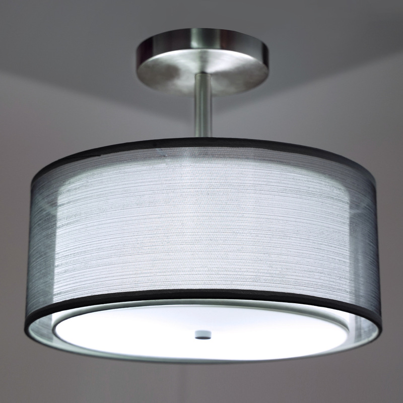 Living room ceiling lamp household Full spectrum lamp double-layer yarn cloth lampshade 30cm round Zhongshan modern simple bedroom lamp
