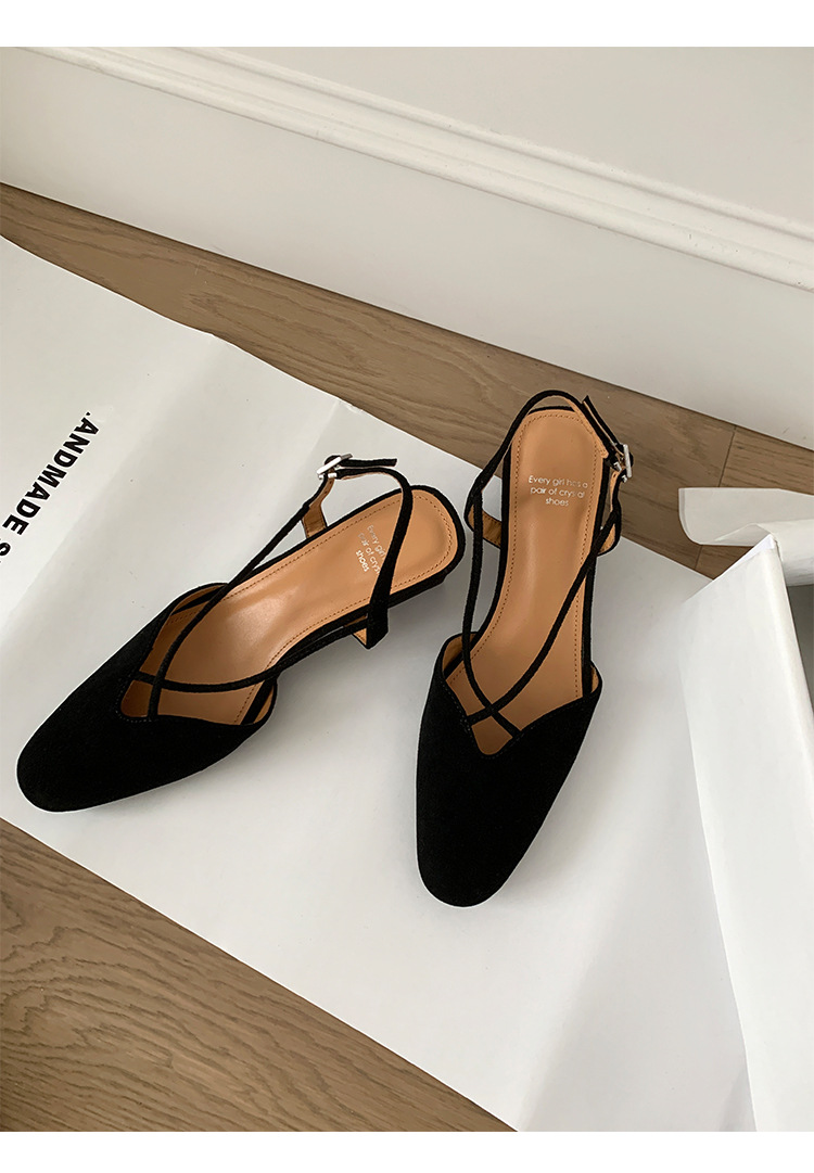 Sandal nữ quai ngang mũi trùm gót vuông 5 cm phong cách Hàn Quốc — đen chi tiết 27
