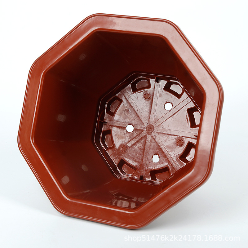 Maceta octogonal de plástico imitación cerámica, engrosada para balcón y jardín, venta de fábrica
