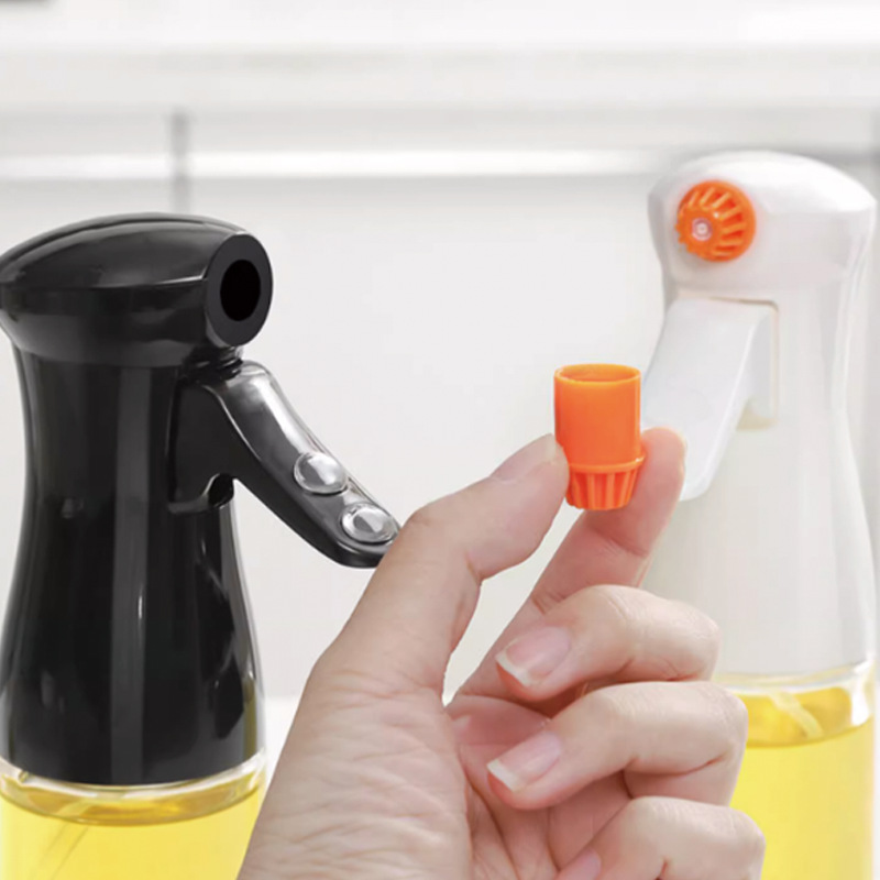 Upgraded Kitchen Glass Spray Oil Bottle with Replaceable Nozzle, Squeeze-Type Household Food-Grade Oil Mist Sprayer