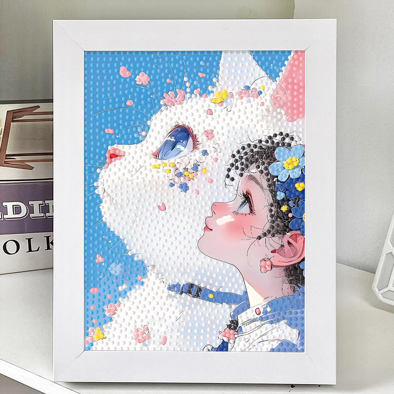 Cute Cat Dog Children's DIY Handmade Material Bag Cartoon Diamond Sticker for Students and Friends Gift Decompression