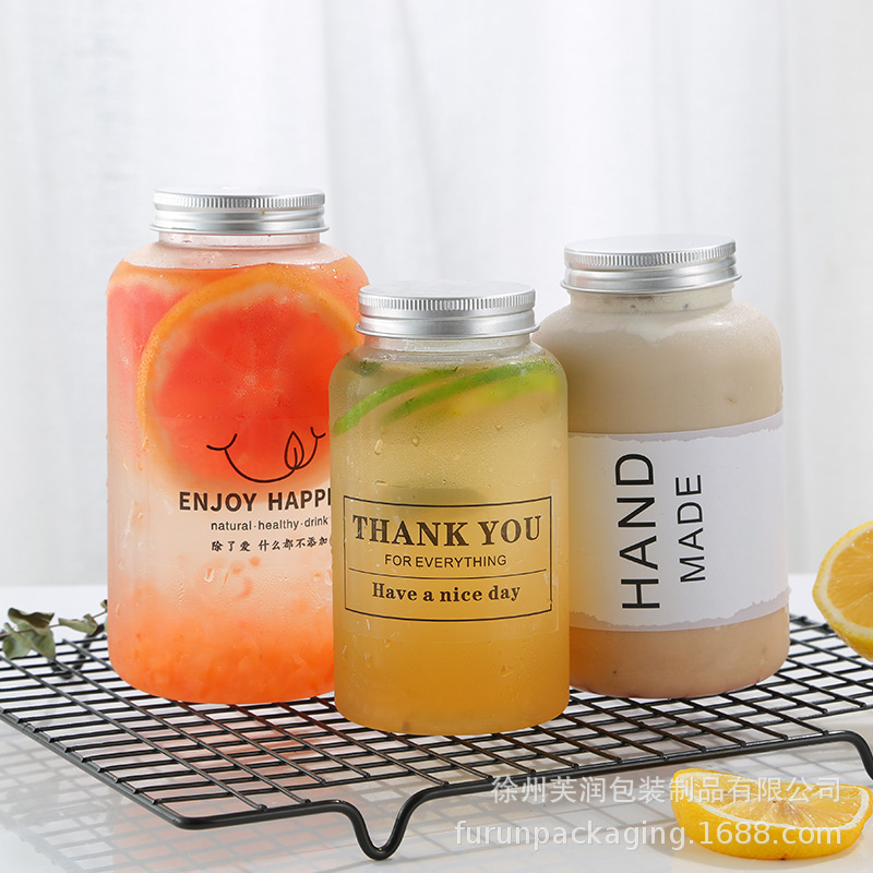 透明玻璃奶茶瓶500ml泰茶瓶冷泡奶茶果茶瓶大口胖胖饮料瓶工厂批