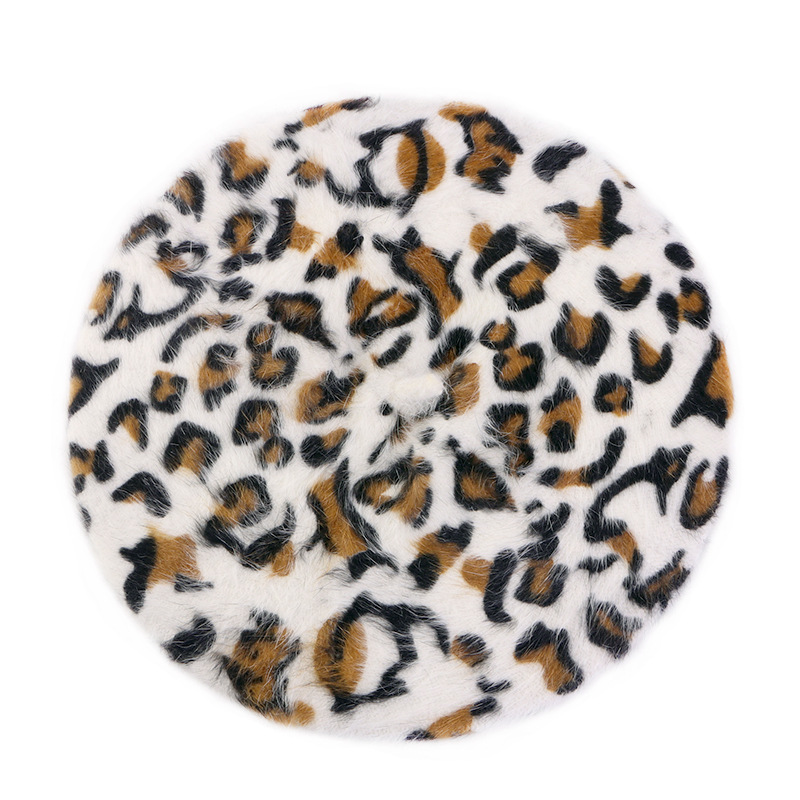 Unisex Autumn and winter hats Leopard print rabbit hair beret Ladies fashion Bud hat retro painter hat_voghion.com