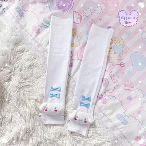 Summer Japanese cartoon cute outdoor sun protection, UV protection, black anti-mosquito ice sleeves, ice silk sleeves for student girls