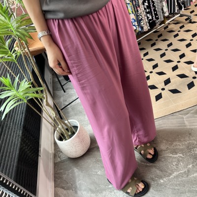 [Spot Clear] Nuevos pantalones anchos chinos de seda de algodón, pantalones de pijama perezosos de cintura alta rectos sueltos de primavera y verano para mujer