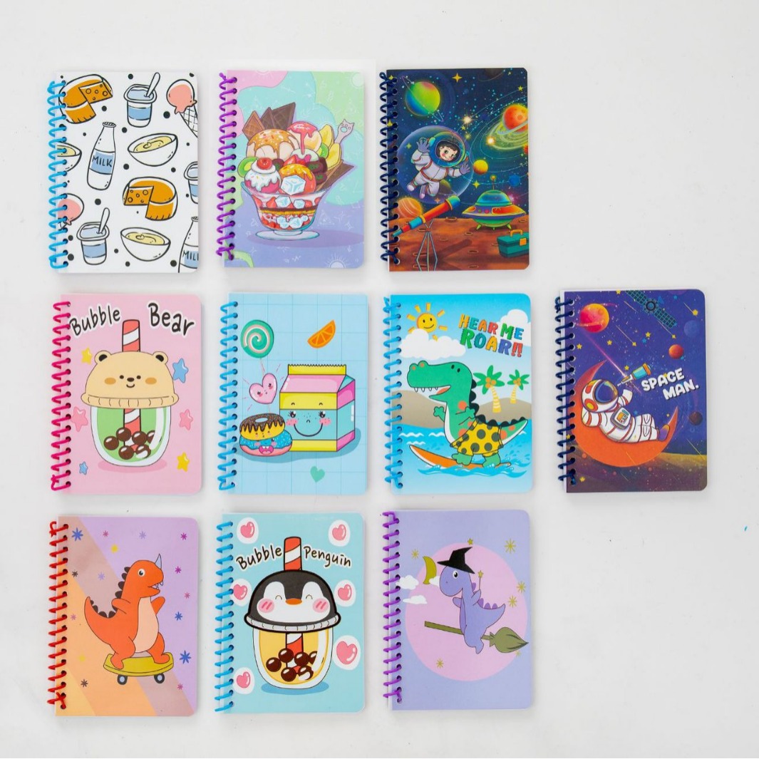 A6 dibujos animados lindos de plástico bobina sola lateral transversal línea interna de bolsillo de estudiantes portátil bobina de cuaderno de notas