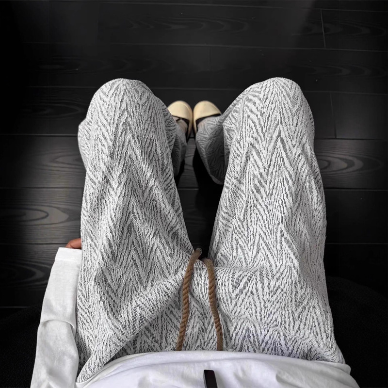 Tweed Style Herringbone Jacquard Casual Pants Men's Cleanfit American Retro Straight Wide Leg Draped Sports Pants