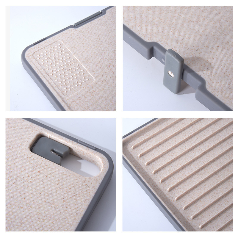 Placa de verduras multipropósito con cuchillo de afilado Placa de verduras de plástico de doble cara Placa de corte de cocina con molino Placa de corte de verduras doméstica