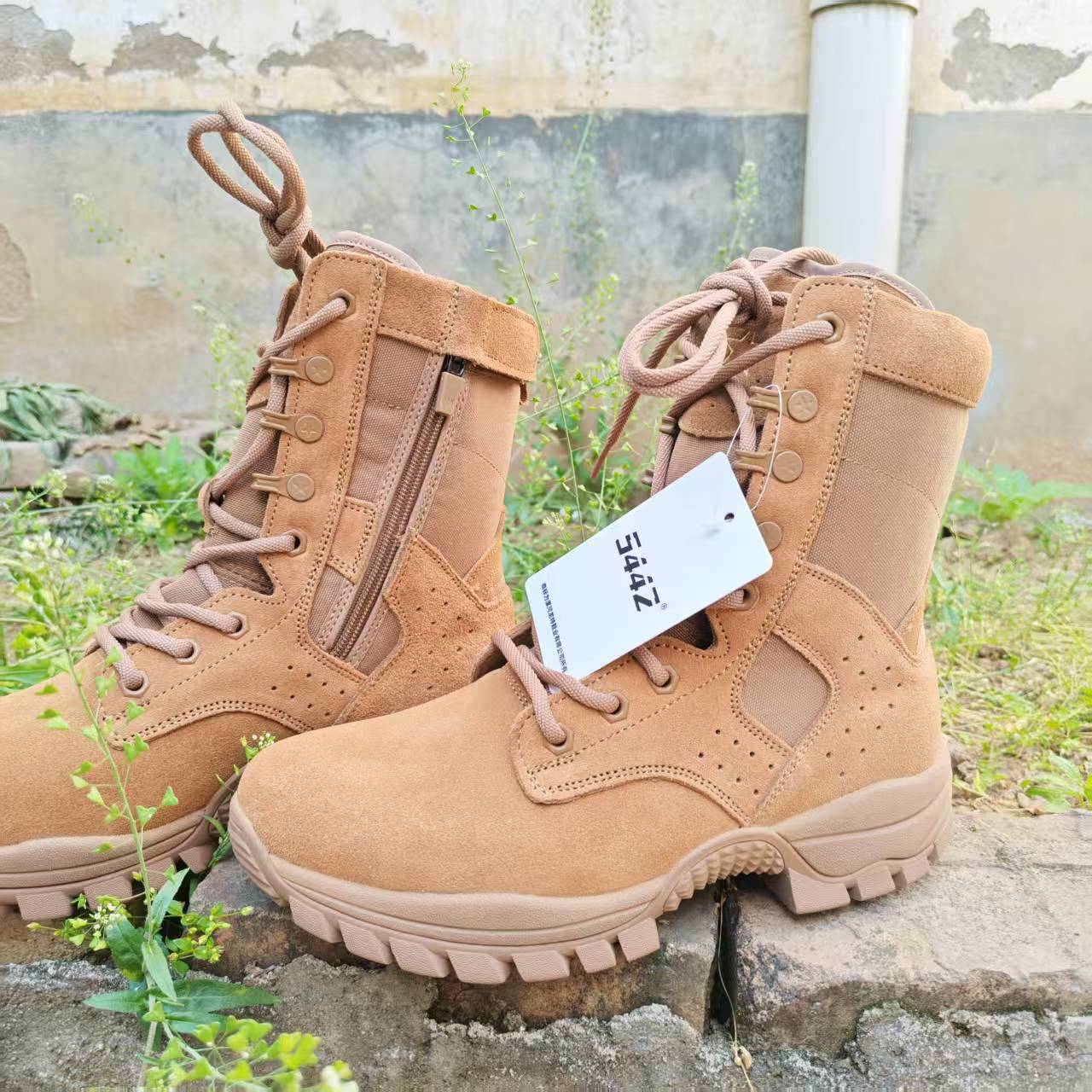 221 botas de entrenamiento de combate botas de entrenamiento táctico para hombres botas nuevas zapatas de montaña con cremallera marrón lateral general botas de desierto