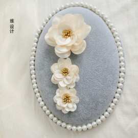 lolita裙子头饰杏色绿色粉色鞋花胸花手工diy辅料衣服装饰花朵