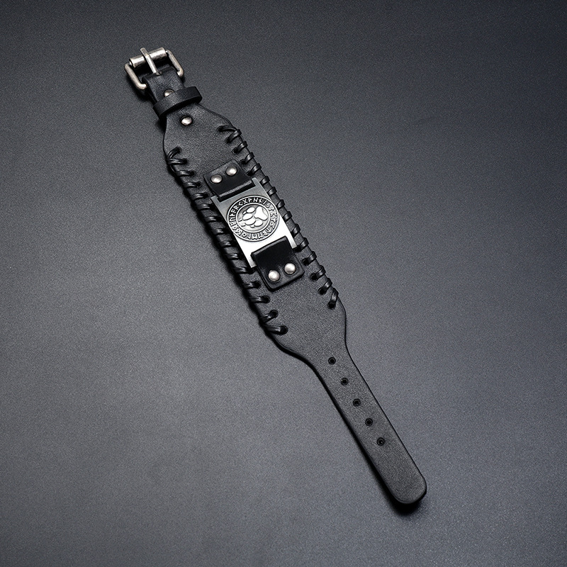 Simple Viking totem bear claw leather bracelet