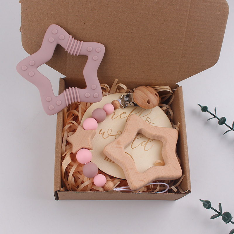Transfronterizos bebés dentición calmante diente diente conjunto de caja de regalo de diente