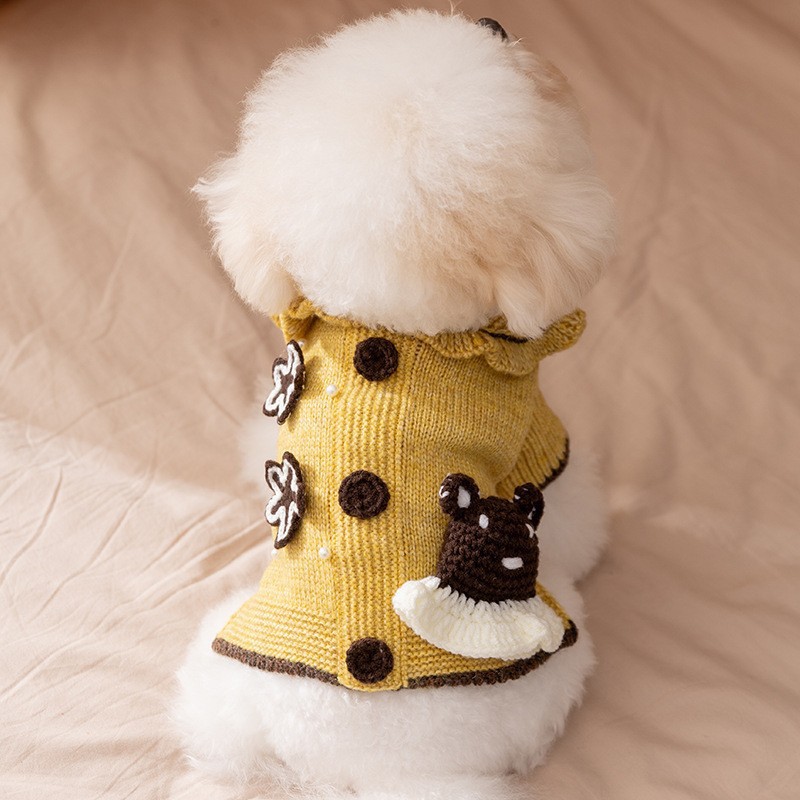 Otoño y invierno pequeño oso rayas cálidos suéter de dos patas Navidad y Año Nuevo mascotas perros y gatos pequeños y medianos ropa