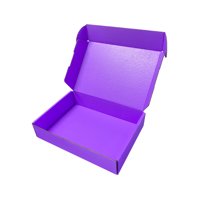 Caja de embalaje expreso de productos de cuidado de la piel de color púrpura de uva caja de avión caja de embalaje extra dura engrosada logotipo de pequeño lote personalizado