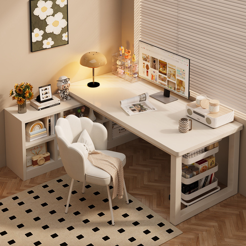 Computer Desk Retractable Desk Bookcase Desk Integrated Home Simple Desktop Office Corner L-Shaped Writing Desk