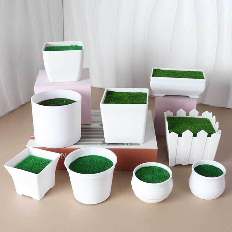 International Pot Green Planting Flower Pot Flower Simulation Plant Potted Creative Fake Flower Decorative Plastic Pot Factory Wholesale
