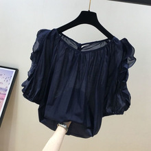 【原版做工】2025夏季新款洋气百搭显瘦休闲女胖MM甜美减龄雪纺上