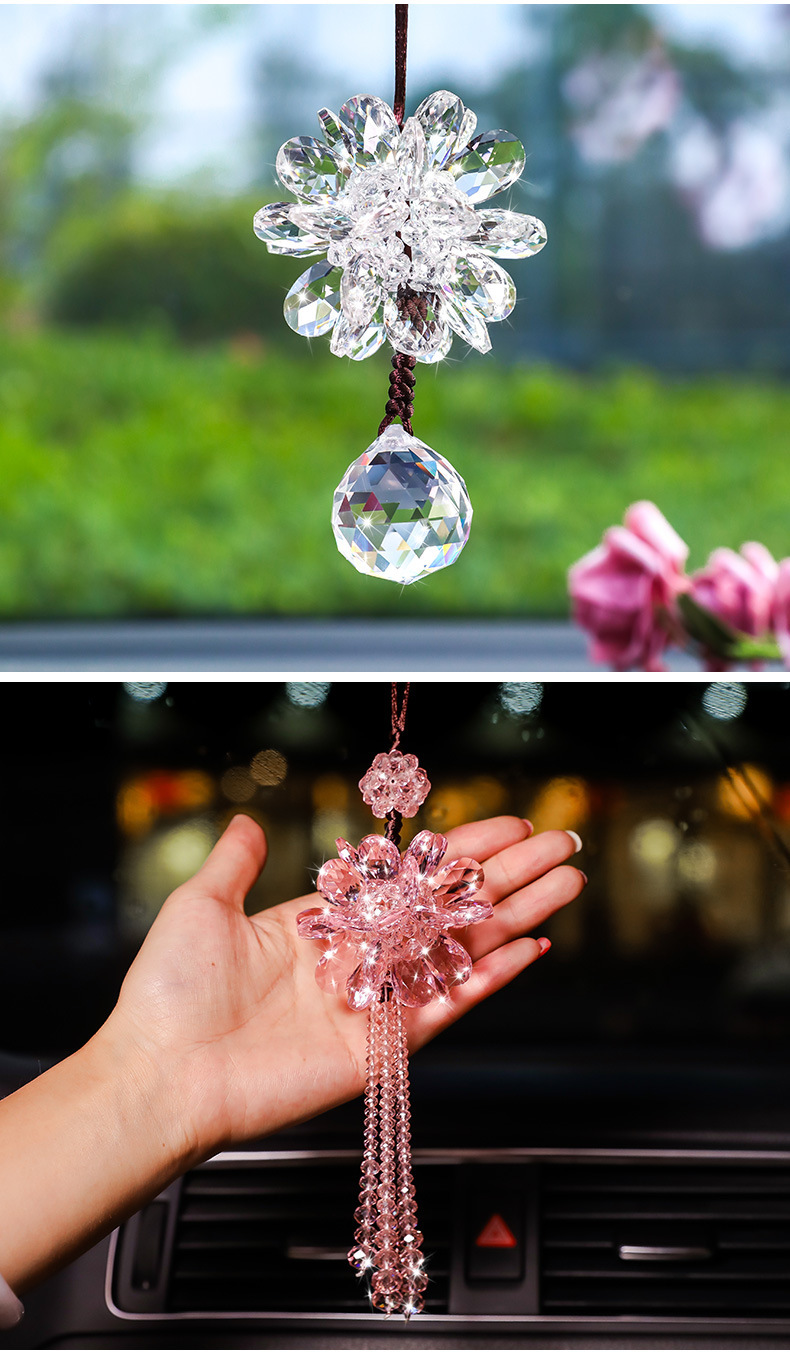 New Crystal Pendants, Car Hangings, Car Decorations, Crystal Flower Petal Crafts, Car Hanging Gifts