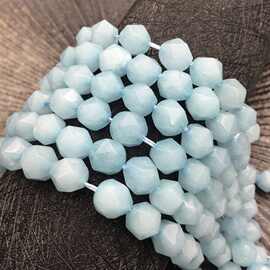海蓝宝切面散珠白石加色海蓝宝切角diy饰品配件配珠8mm半成品手链
