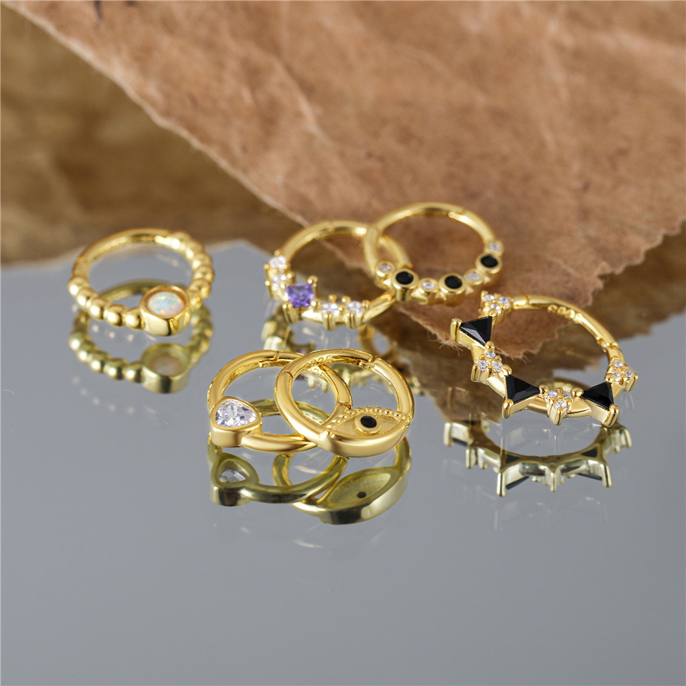 1 Stück Einfacher Stil Auge Sterling Silber Überzug Vergoldet Ohrringe display picture 3
