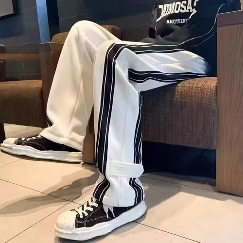 Summer Oversize Wide Leg Flowy Pants for Men, Streetwear Brand Loose Straight Leg Sport Pants, Men's Casual Long Pants