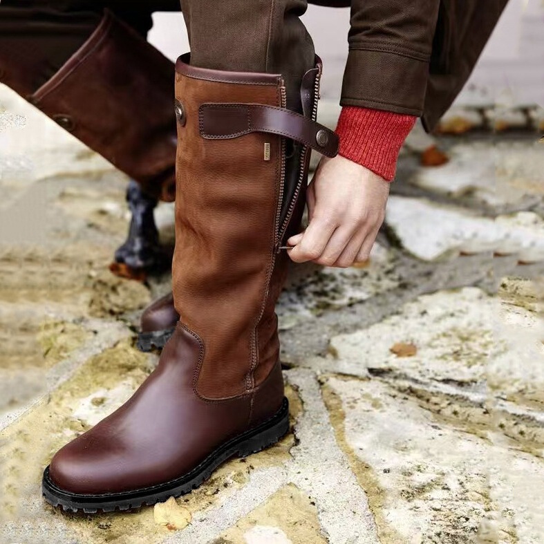 Yama independent station son cross-border foreign trade new European and American retro outdoor knight boots plus size men's leather boots equestrian boots