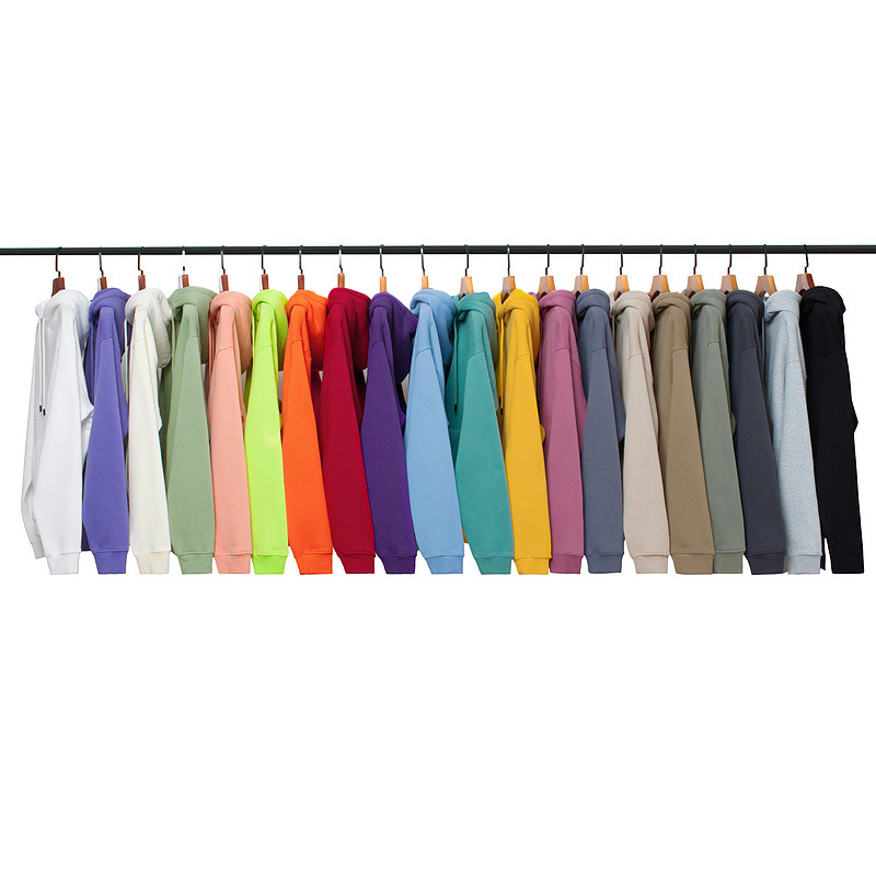 Men's Clothing high street high weight 330 grams plus velvet solid color high street fashion brand hooded long sleeved sweater hoodies_voghion.com