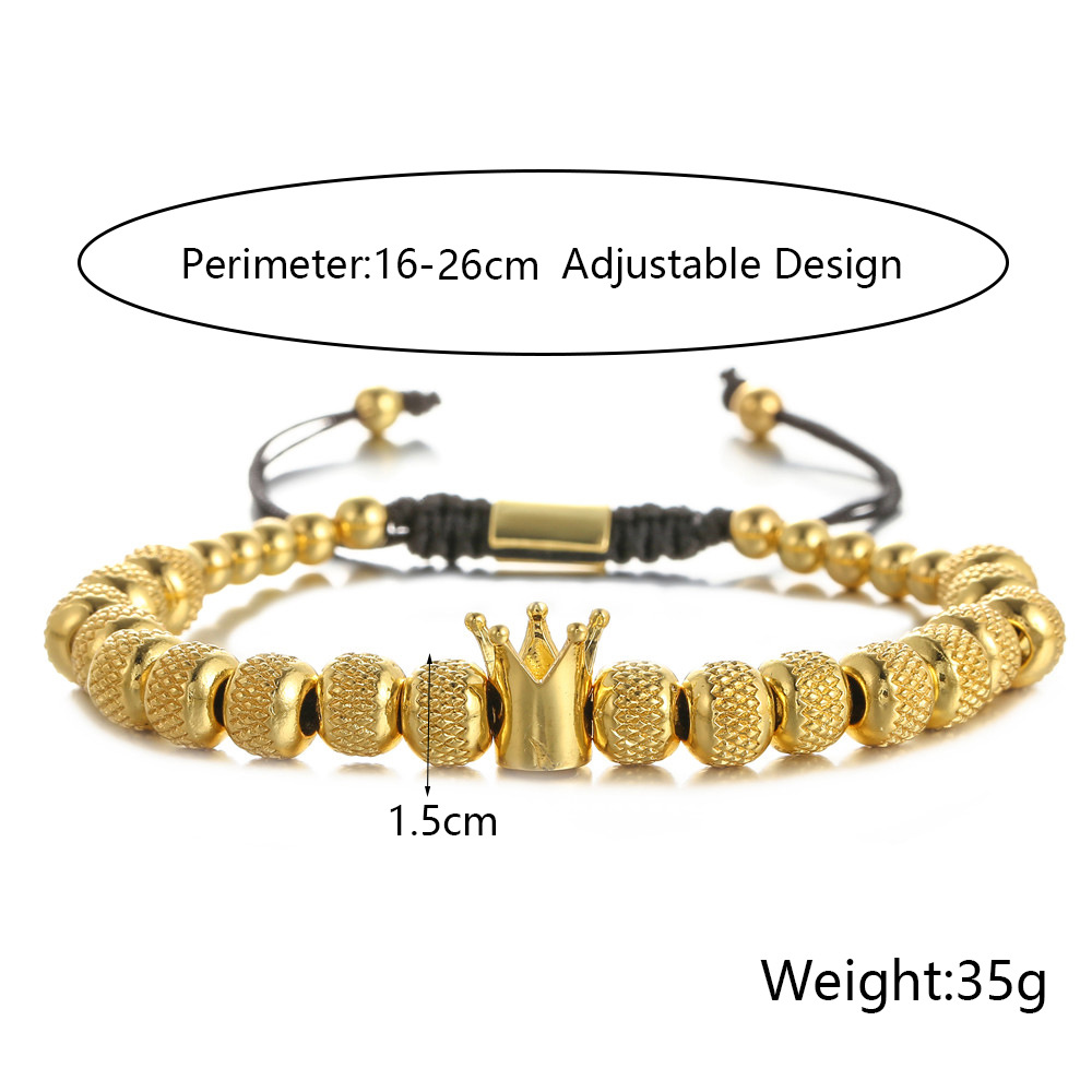 retro copper crown beaded bracelet woven adjustable bracelet wholesale