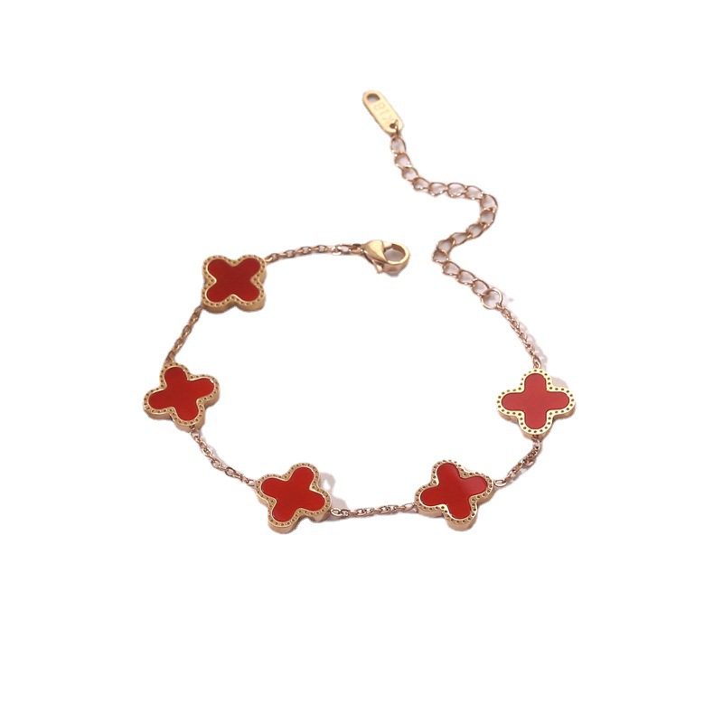 La moda en línea transfronteriza Lucky Bracelet de cuatro hojas, Bracelet de titanio de cuatro hojas, joyas para mujeres. image 5