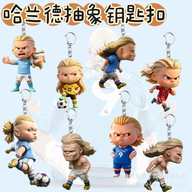New Haaland World Cup football merchandise acrylic cartoon keychain creative transparent backpack pendant
