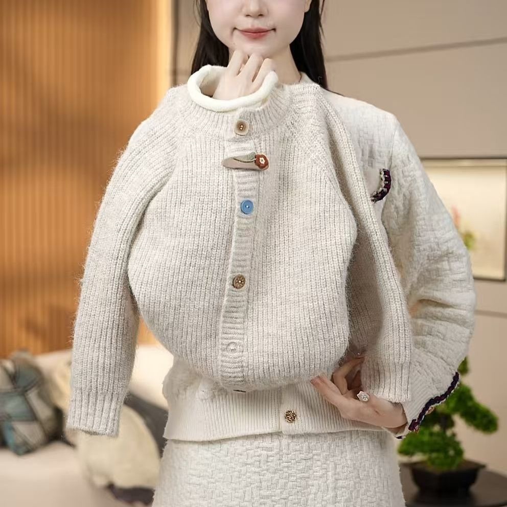 女童针织套头毛衣2026秋冬慵懒风韩版宽松上衣假两件百搭亲子装