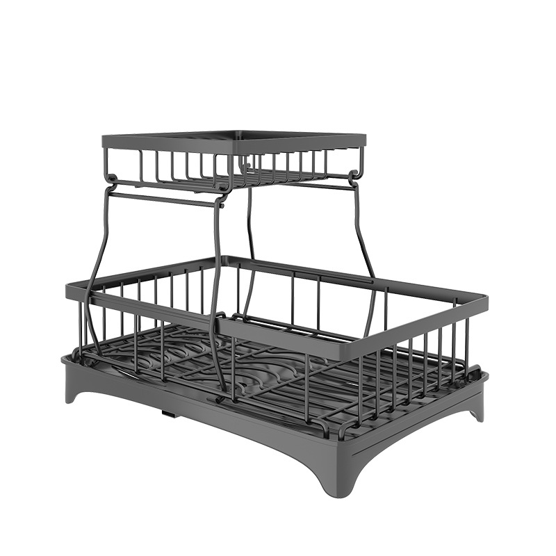 Encimera estante para platos con bandeja de agua palillos titular de la taza de agua estante del fregadero de la cocina estante de una sola capa de doble capa estante de drenaje del plato