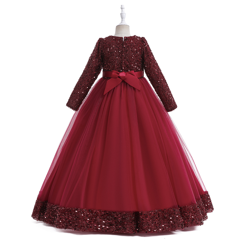 Vestido de princesa para niñas, nuevo en Amazon 2026, vestido largo con lentejuelas para fiesta, traje de Navidad para actuación.