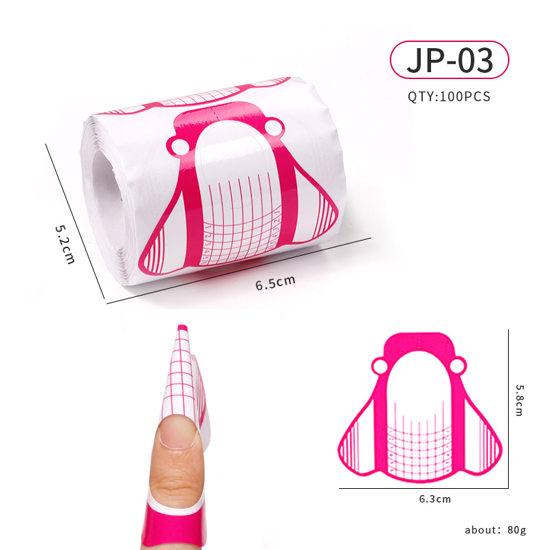 Soporte de papel de uñas de herradura extensión de fototerapia de cristal herramienta de uñas arte de uñas mariposa mosca titular de dedo rectangular 100 unids/rollo