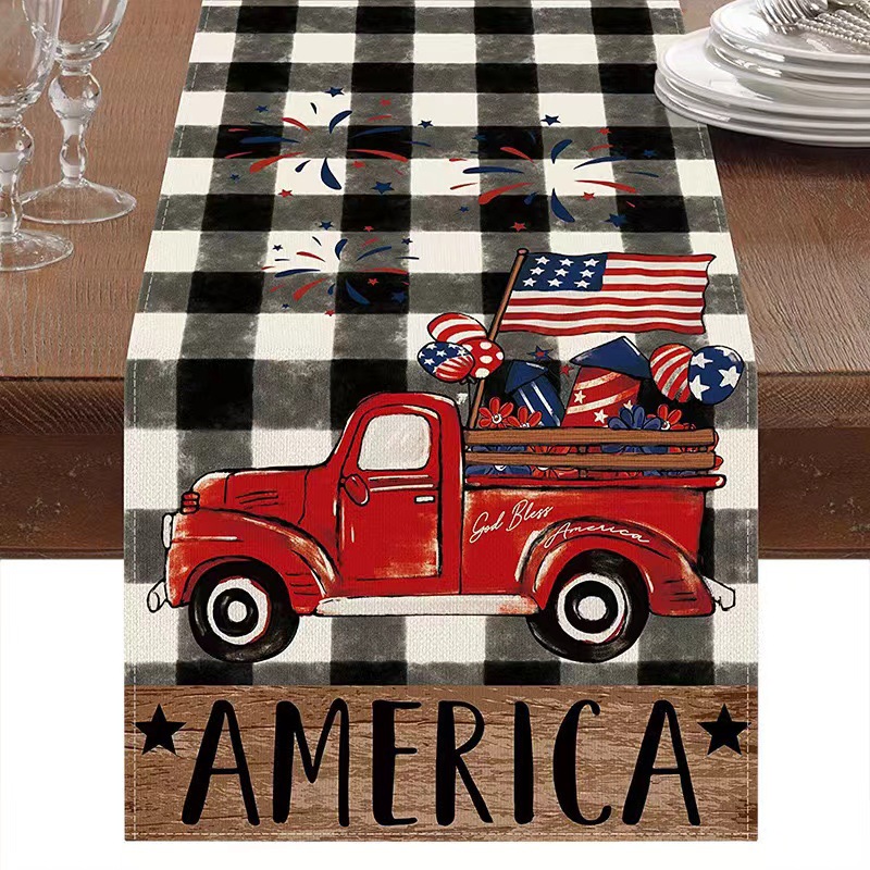 Nórdico transfronterizo nuevo día de la independencia americana tela de mesa impresa lino sala de estar mesa de té festivales decoración de tela de mesa bandera