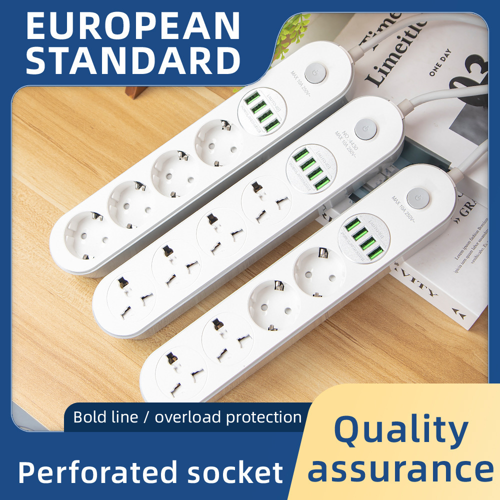 Euro con cable enchufe USB multi-orificio bit enchufe tablero de enchufe doméstico intercambio universal internacional enchufe transfronterizo al por mayor