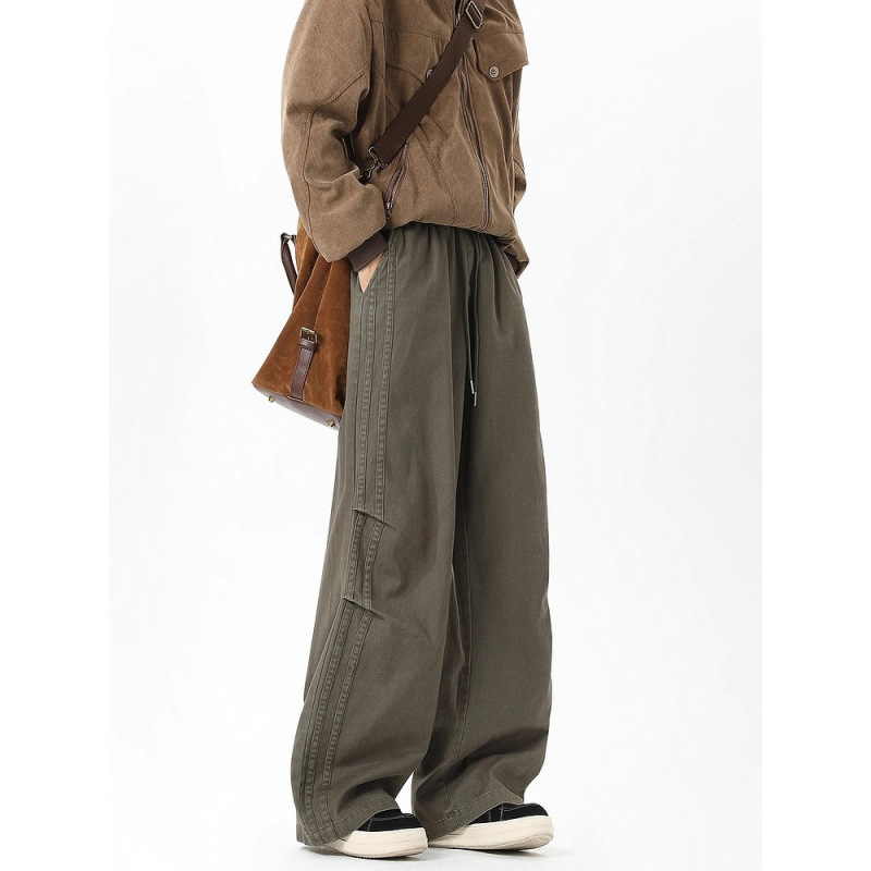 American-Style Functional Cargo Pants for Men, High-End Student Trendy Versatile Heavy-Duty Scimitar Wide-Leg Hiking Pants
