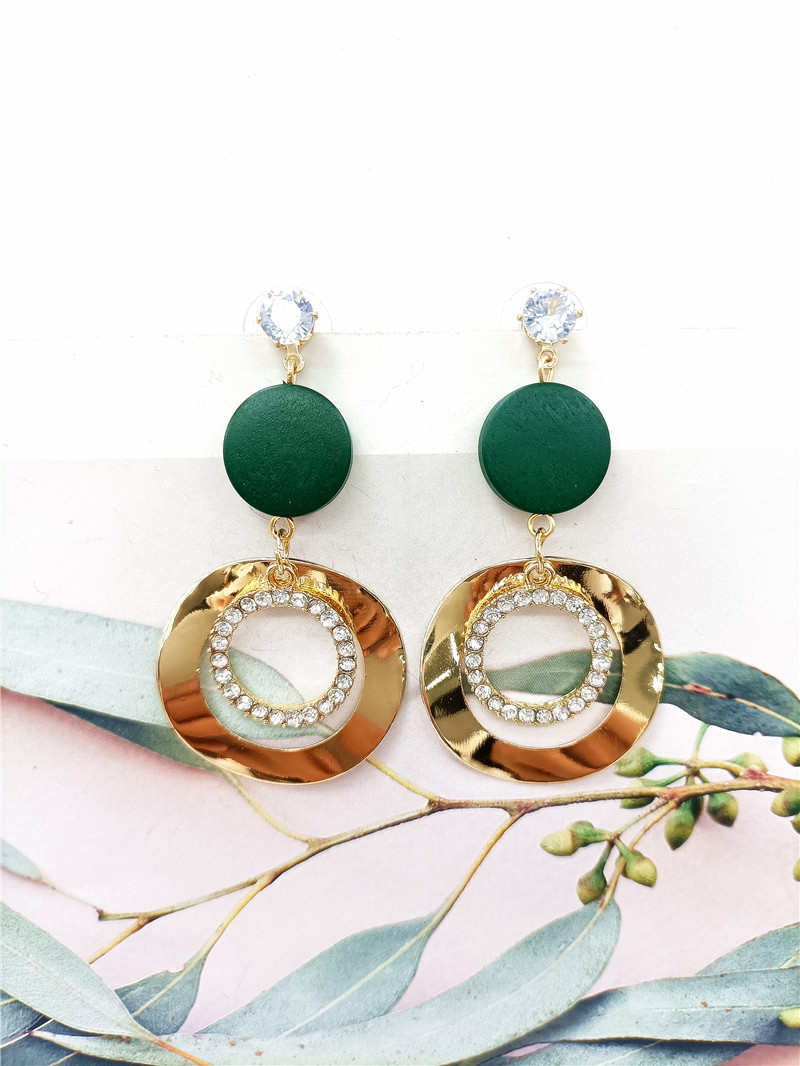 European And American Exaggerated Long Fashion Trend Round Inlaid Rhinestone Earrings display picture 3