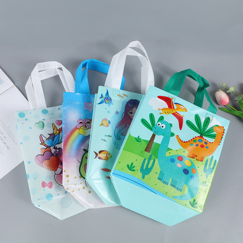 Shrimp Peel Non-woven Film Tote Gift Bag Cute Cartoon Shopping Bag Children's Toy Snack Portable Storage Bag