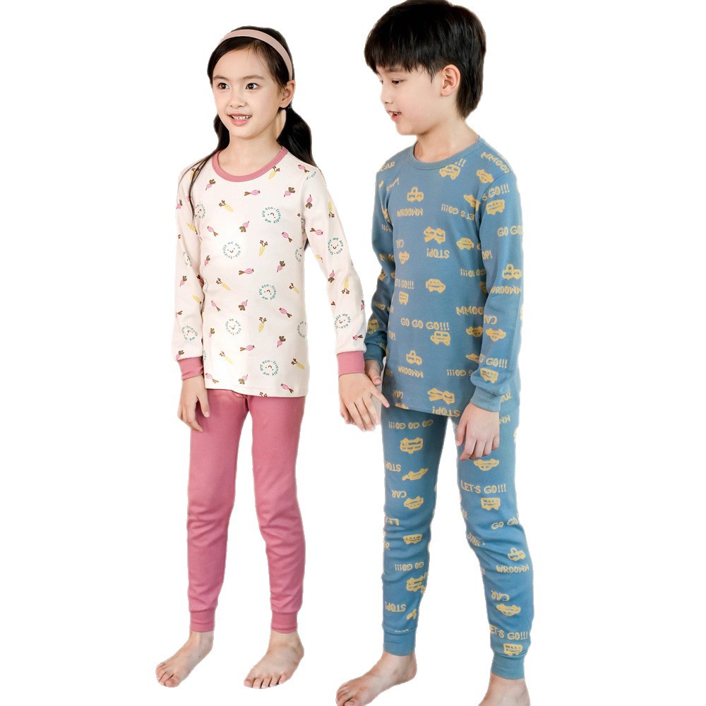 Pijamas de algodón para niños, pantalones de otoño para niños, ropa interior caliente para niños, suéter de algodón para niñas, invierno