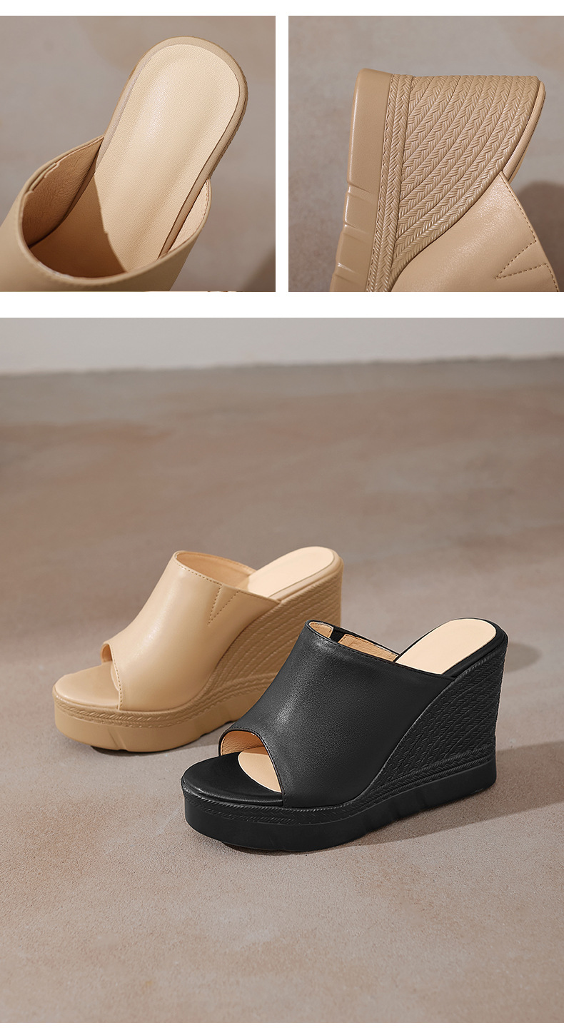 Sandal cao gót nữ hở mũi đế dày 10 cm — đen chi tiết 9