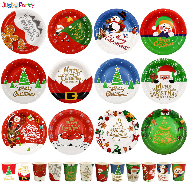 Cross-border Christmas decoration 7-inch 9-inch paper plate paper cup tissue disposable holiday paper plate party decoration suit Cross-border Christmas decoration 7-inch 9-inch paper plate paper cup tissue disposable holiday paper plate party decoration suit