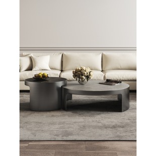 Italian Minimalist Rock Plate Coffee Table Round Modern Simple Nordic Entry Luxury Black Titanium Gold Creative Size Round Coffee Table Combination