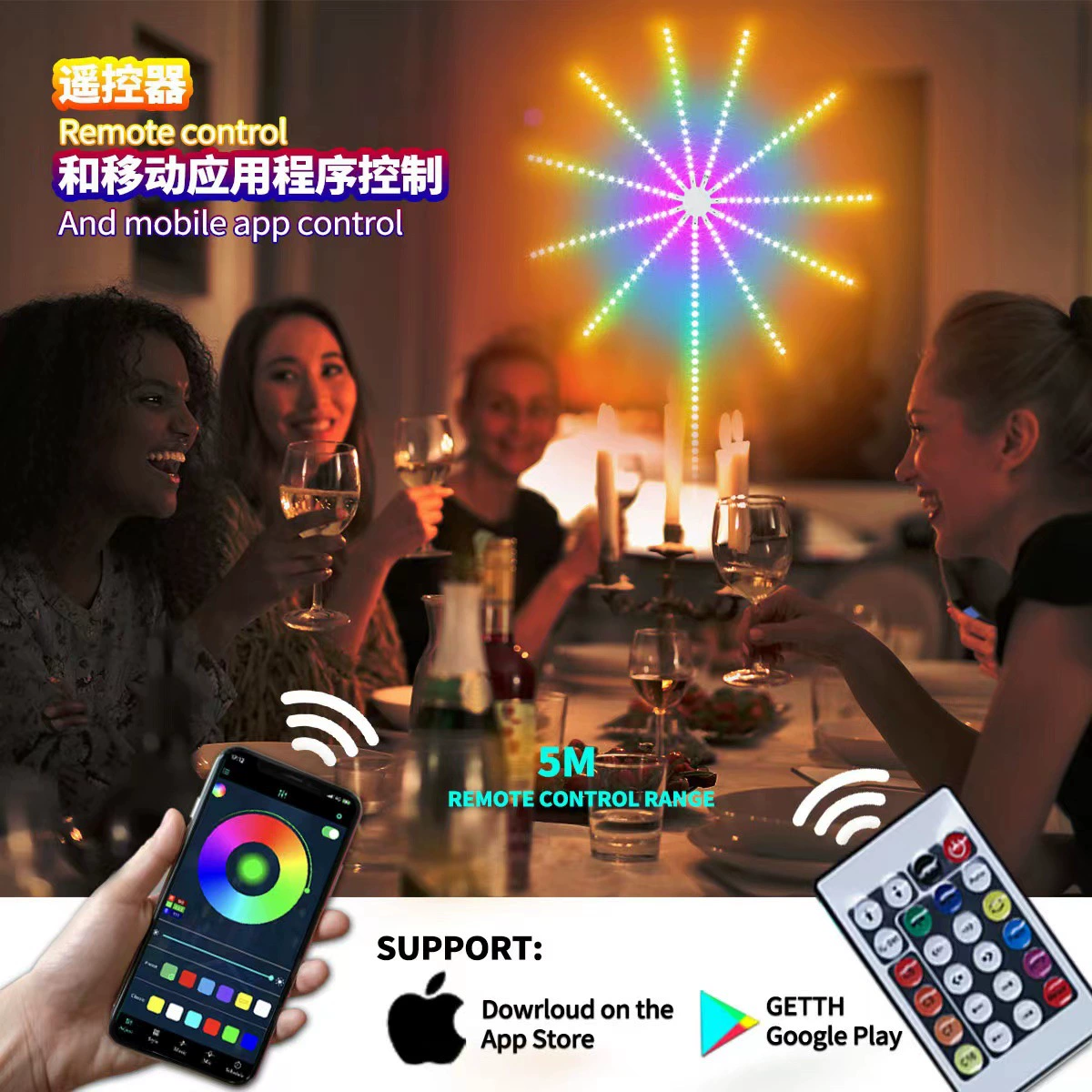 Светодиодный фонарик с музыкой, ритмическая подсветка, Bluetooth