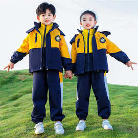 班服春秋装三件套小学生校服冲锋衣秋冬款儿童班服套装幼儿园园服