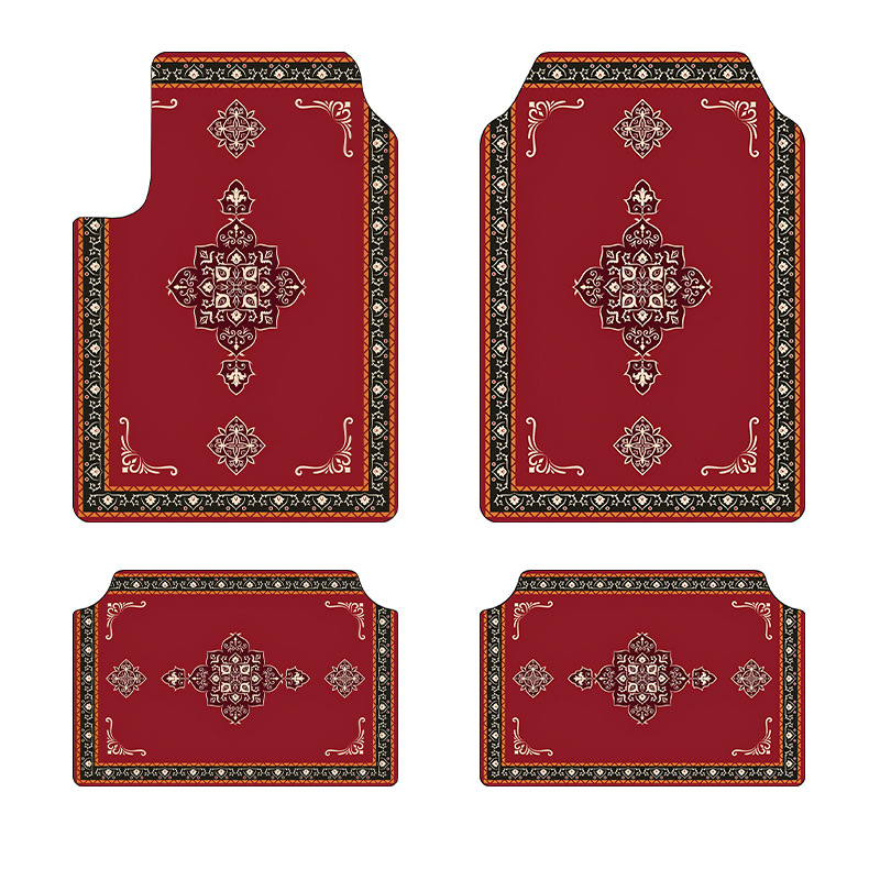 TEMU Nordic Retro Bohemian Style Car Mat Car Interior Dirt Resistant Dust Mat Rear Easy-care Four-piece Set