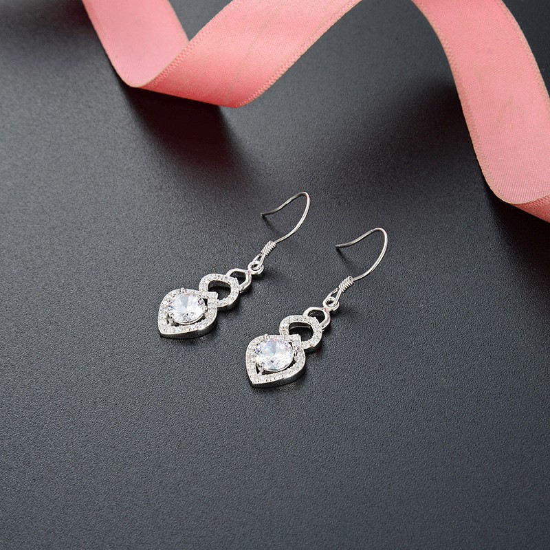 Estilo simple diamante completo elegante gancho para la oreja estilo japonés y coreano s925 pendientes de diamantes artificiales de plata pequeños pendientes de joyería popular fresca